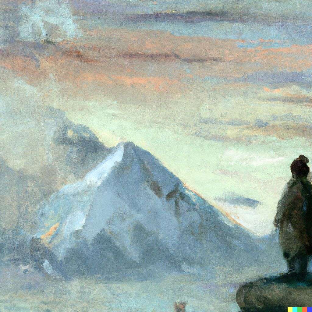 someone gazing at Mount Everest, painting by Edgar Degas
